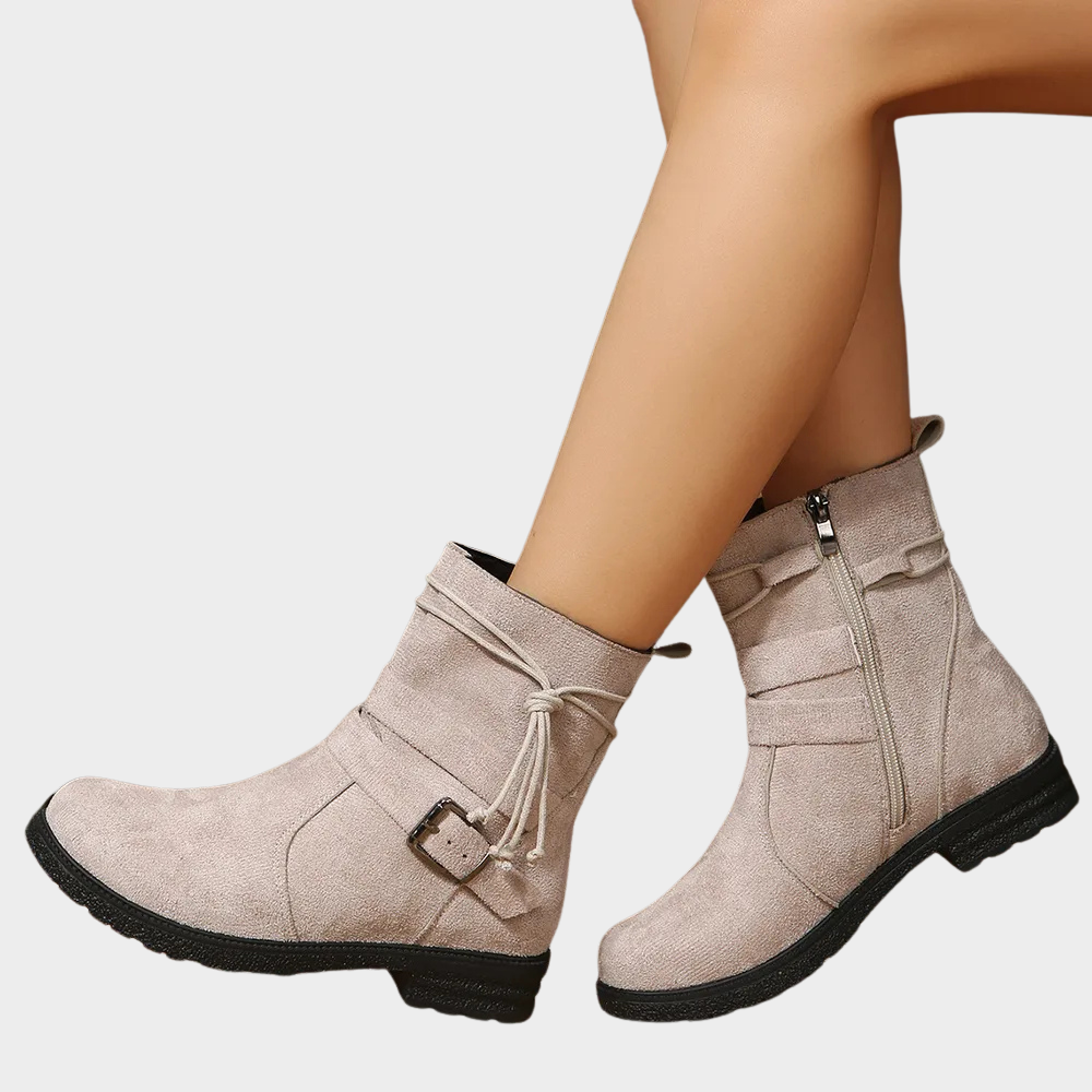 Delaney | Women's Cushioned Buckle Low Heel Ankle Boots