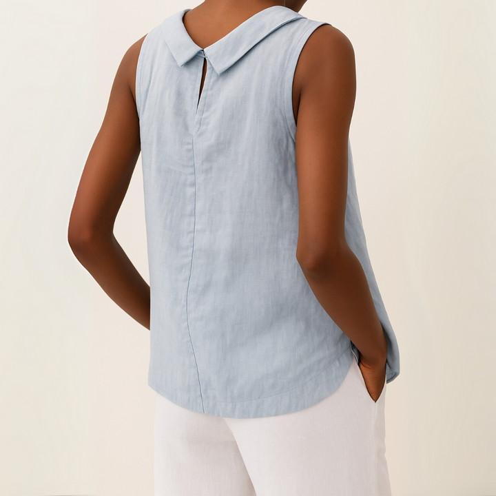 Maria | Women's Longline Stylish Sleeveless Top with Elegant Roll Collar