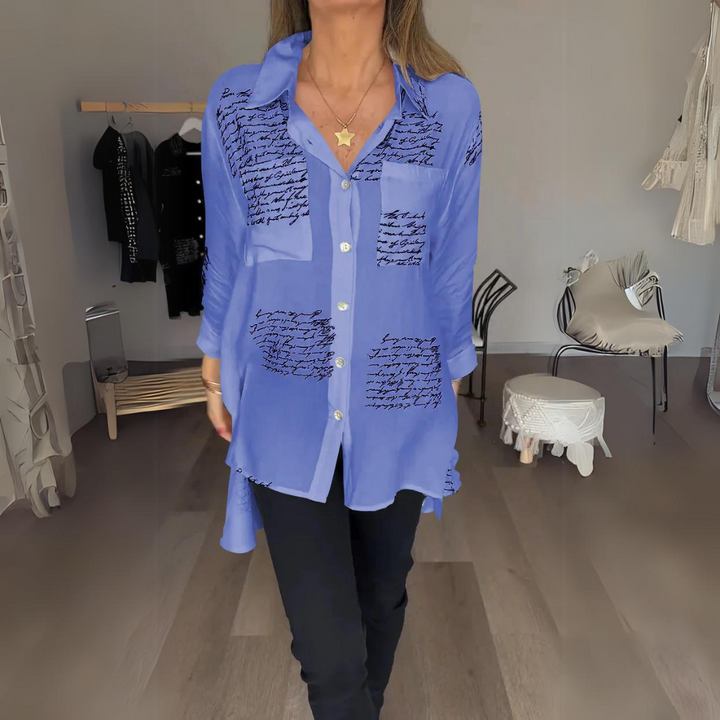 Carla | Women's Longline Handwritten Button-Up Shirt