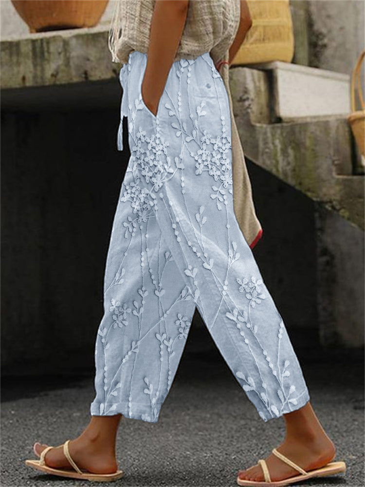 Aviora | Women's Vine Printed Trousers with Drawstring