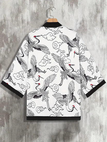 Aki | Men’s Lightweight Kimono Cardigan with Asymmetric Neck and 3/4 Sleeve
