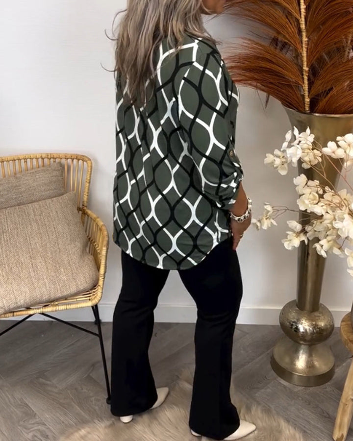 Amelia | Women's Casual Patterned Long Sleeve Blouse