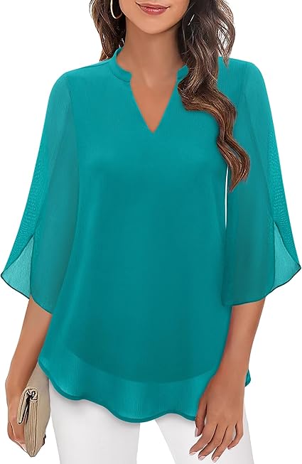 Annelyn | Women's Luxe Layered Blouse with V-Neck and 3/4 Sleeve