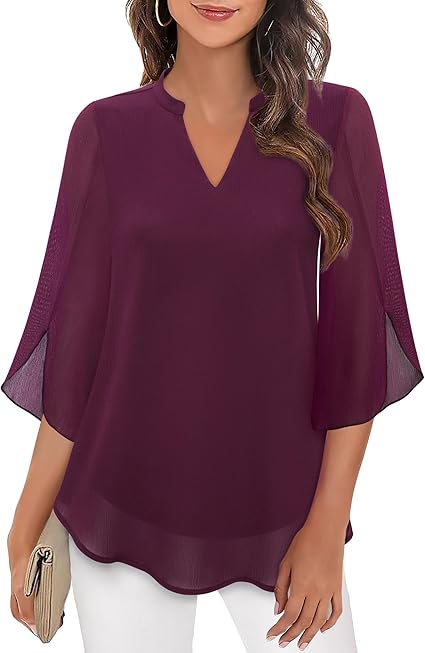 Annelyn | Women's Luxe Layered Blouse with V-Neck and 3/4 Sleeve