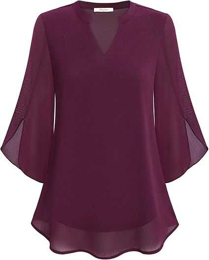 Annelyn | Women's Luxe Layered Blouse with V-Neck and 3/4 Sleeve