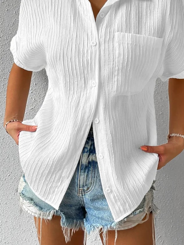 Brielle | Women's Relaxed Textured Top with Short Sleeve