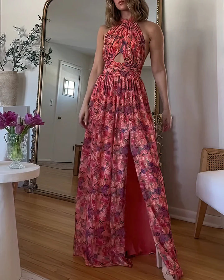 Iris | Women's Backless Floral Printed Maxi Dress