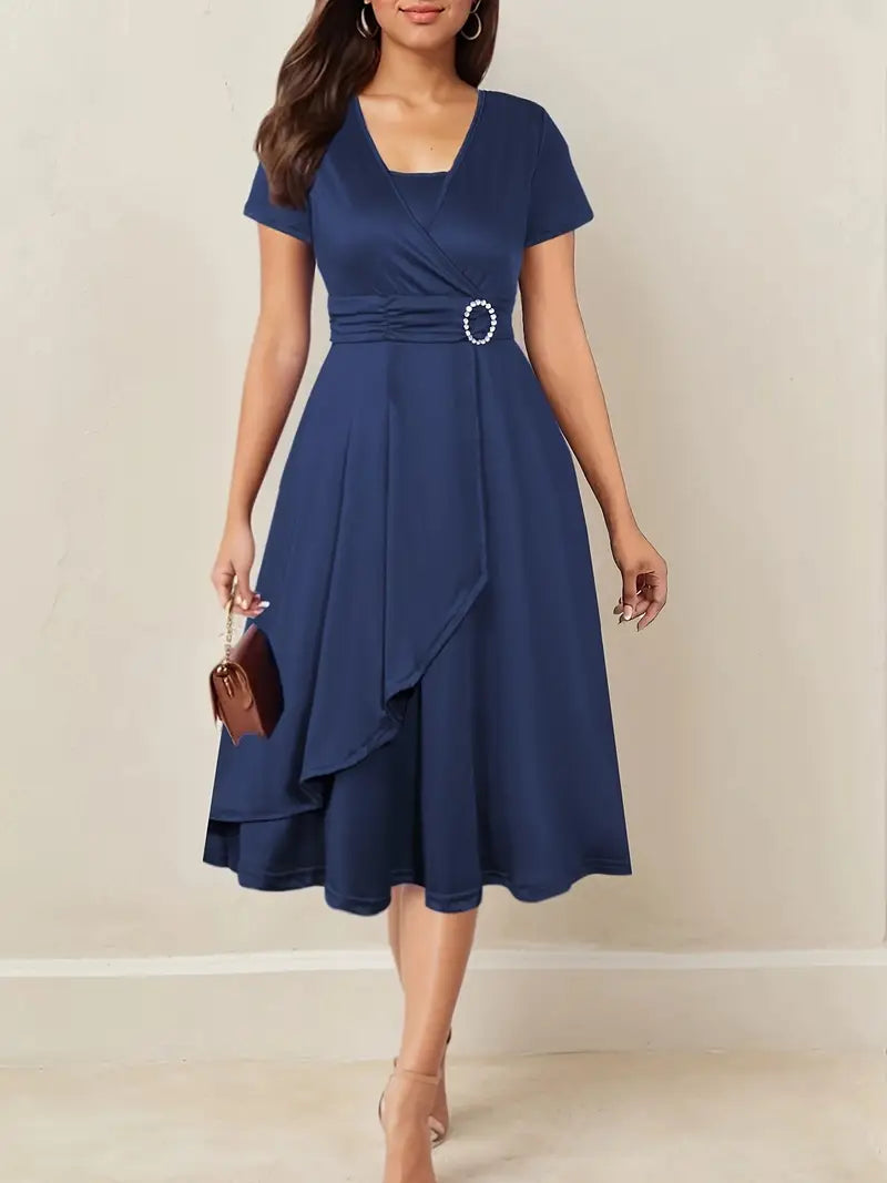 Hilda | Women's Elegant Rhinestone V-Neck Evening Maxi Dress