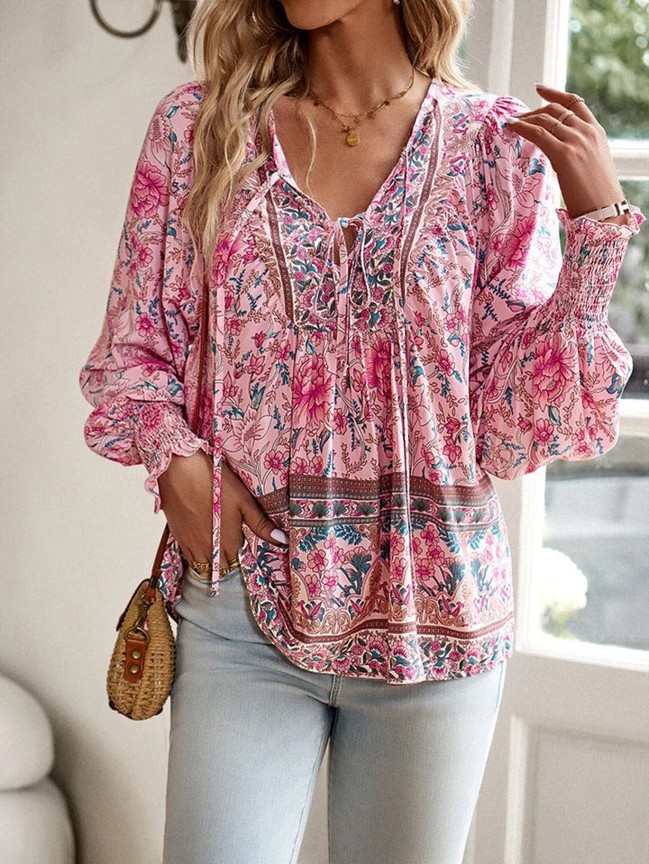 Beverly | Women's Longline Summer Floral Top with Drawstring