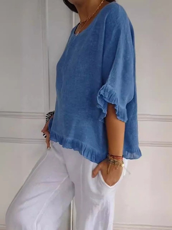 Amanda | Women's Casual Elegant Blouse with Ruffle Detail