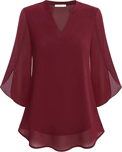 Annelyn | Women's Luxe Layered Blouse with V-Neck and 3/4 Sleeve
