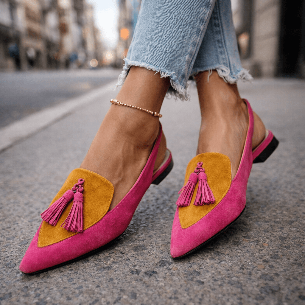 Women's Cushioned Pointed-Toe Tassel Accented Strappy Lorena Sandals