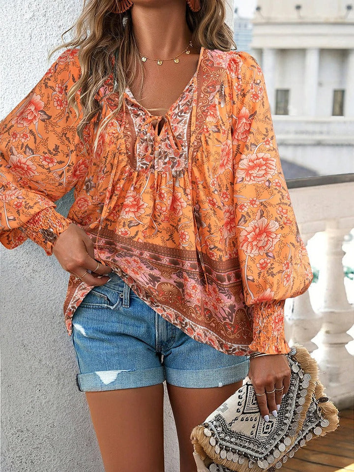 Beverly | Women's Longline Summer Floral Top with Drawstring