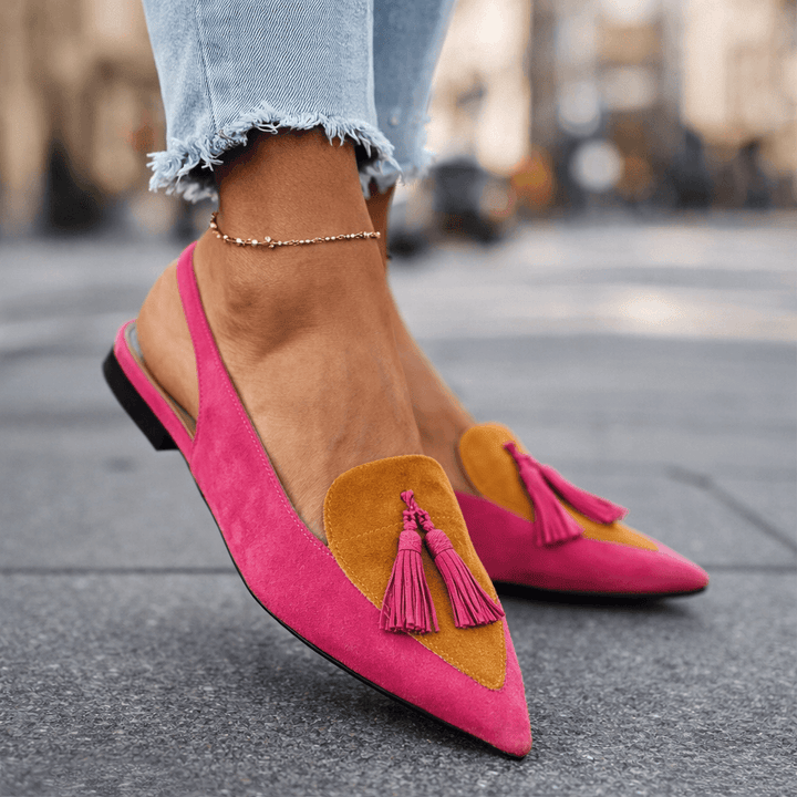 Women's Cushioned Pointed-Toe Tassel Accented Strappy Lorena Sandals