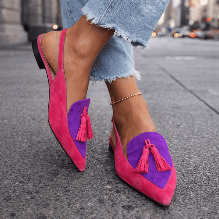 Women's Cushioned Pointed-Toe Tassel Accented Strappy Lorena Sandals