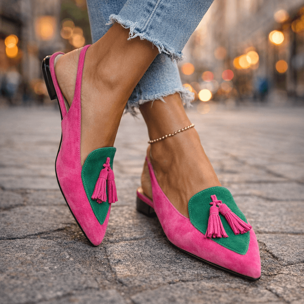 Women's Cushioned Pointed-Toe Tassel Accented Strappy Lorena Sandals
