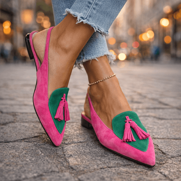 Women's Cushioned Pointed-Toe Tassel Accented Strappy Lorena Sandals