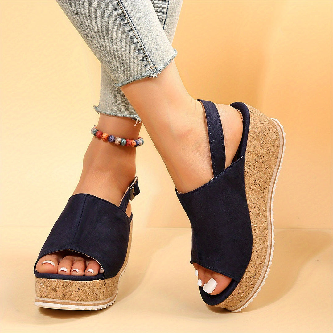 Women's Orthopedic Open-Toe Savanna Slingback Wedge Sandals