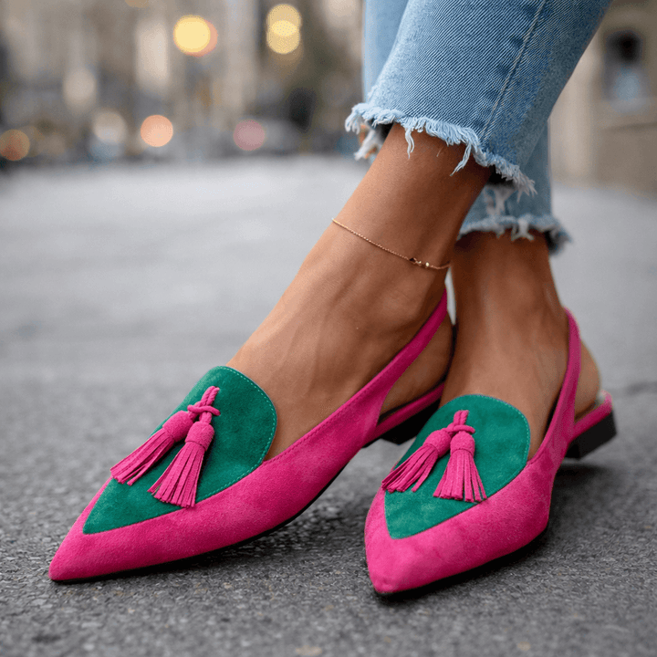 Women's Cushioned Pointed-Toe Tassel Accented Strappy Lorena Sandals