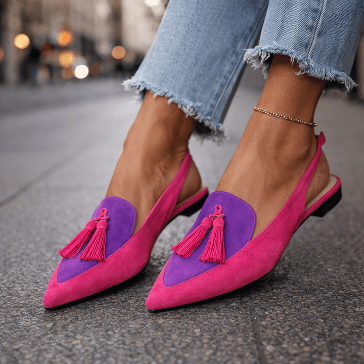 Women's Cushioned Pointed-Toe Tassel Accented Strappy Lorena Sandals