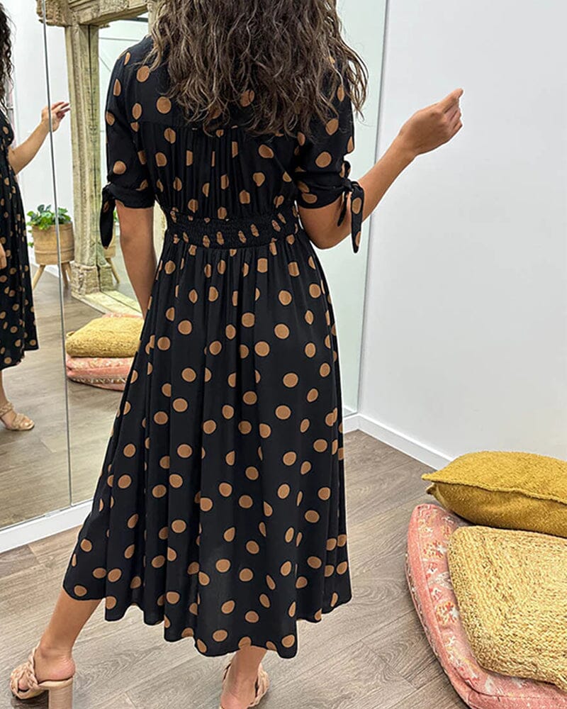 Bellamy | Women's Polka Dots V-Neck Midi Dress