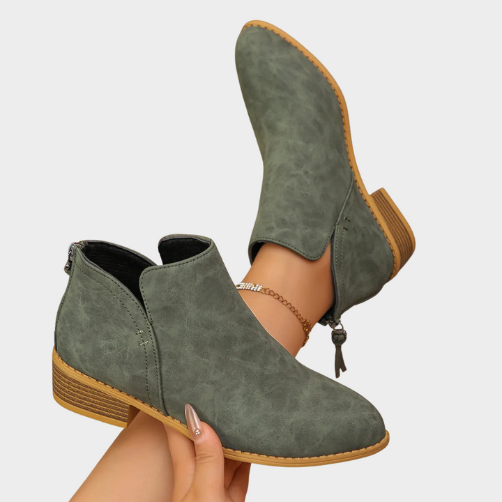 Oakley | Women's Cushioned Zip Low Heel Ankle Boots