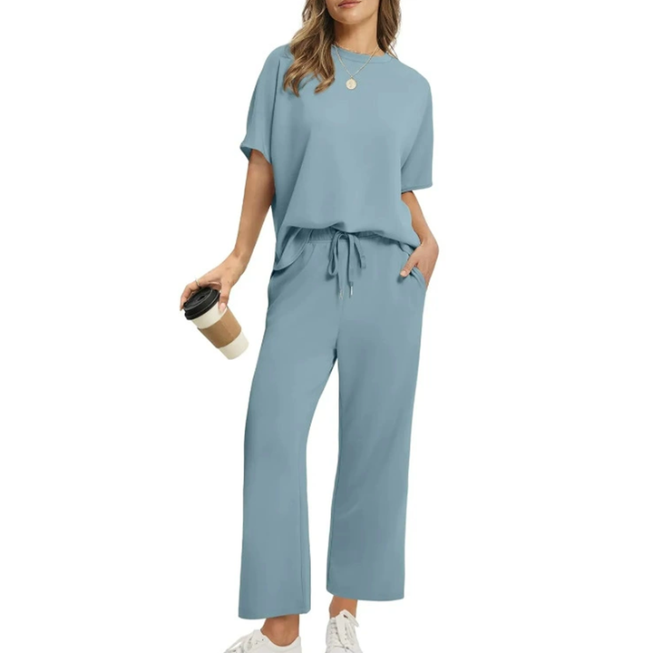 Avery | Women's Longline Casual Top and Trouser Set with Drawstring
