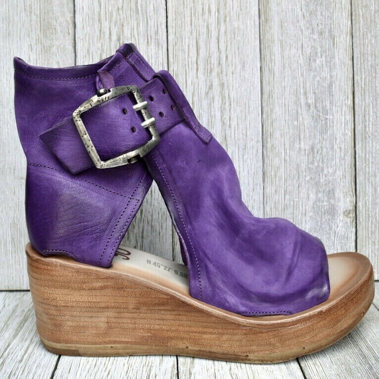 Ariana | Women's Orthopedic Open-Toe Bold Buckle Wedge Sandals with Arch Support