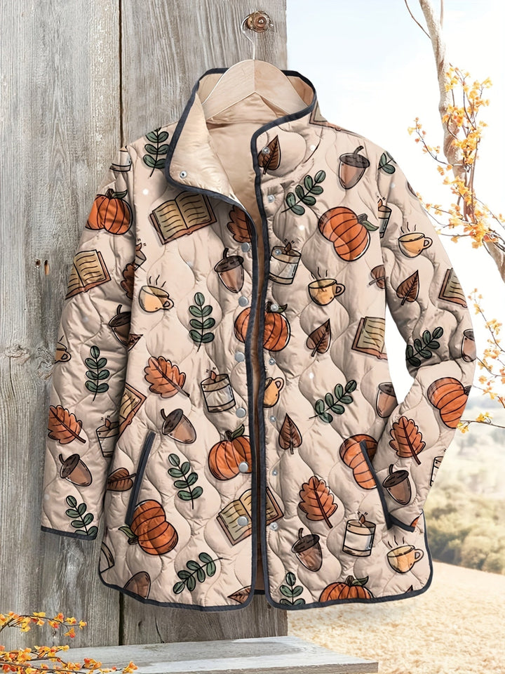 Women's Relaxed Cozy Autumn Print Quilted Jacket
