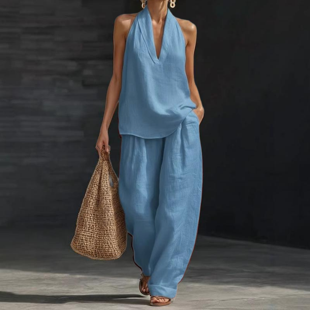Ainhoa | Women's Longline Casual Tank Top and Wide-Leg Trouser Set