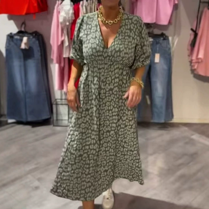 Avenia | Women's Printed V-Neck Maxi Dress