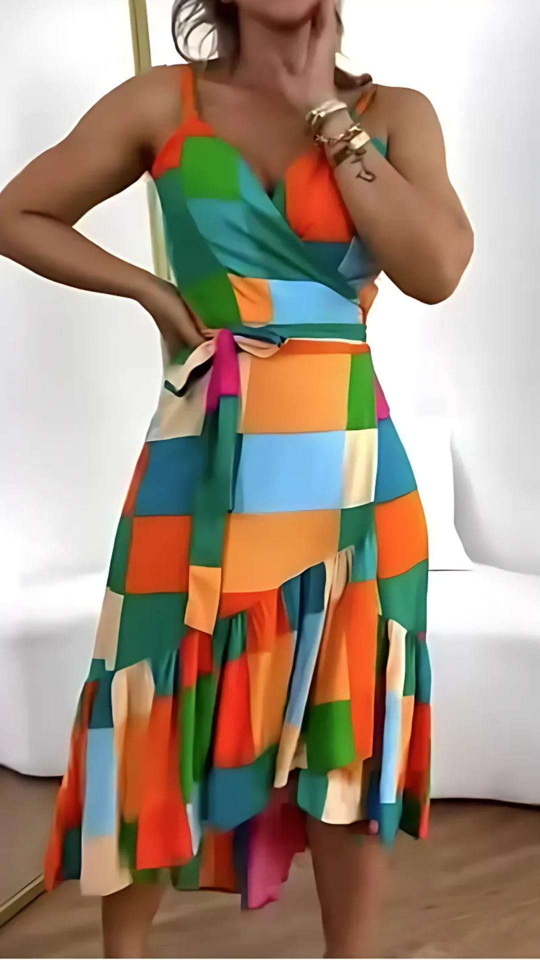 Britte | Women's Airy Tunic Midi Dress with Resort Print
