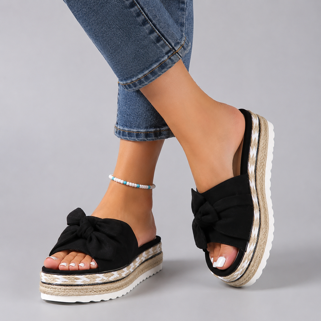 Bella | Bow Espadrille Platform Slide