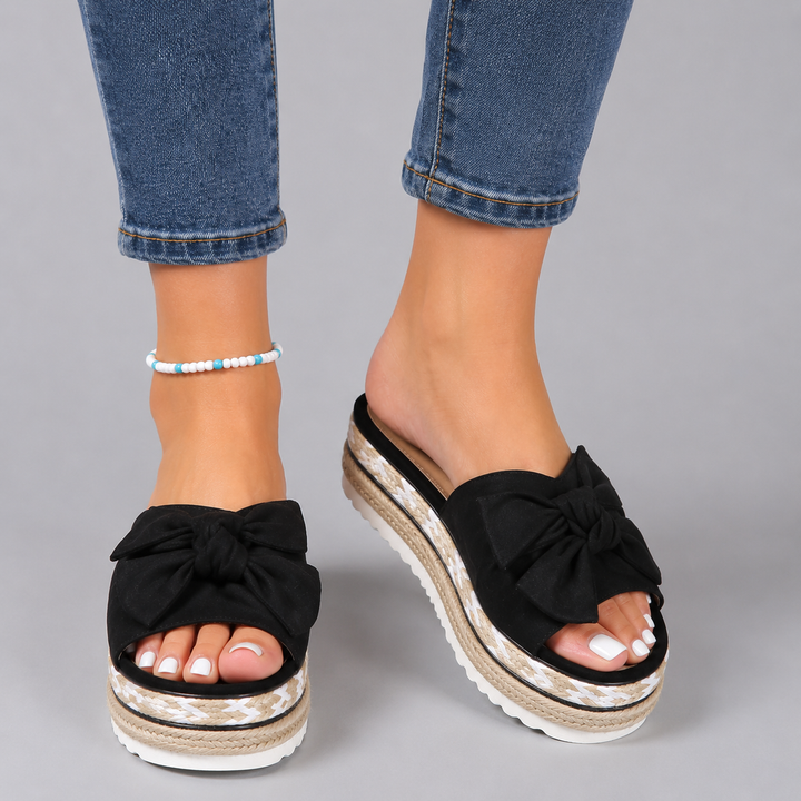 Bella | Bow Espadrille Platform Slide