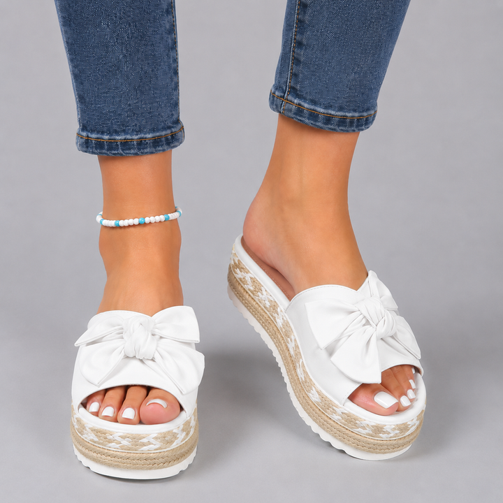Bella | Bow Espadrille Platform Slide