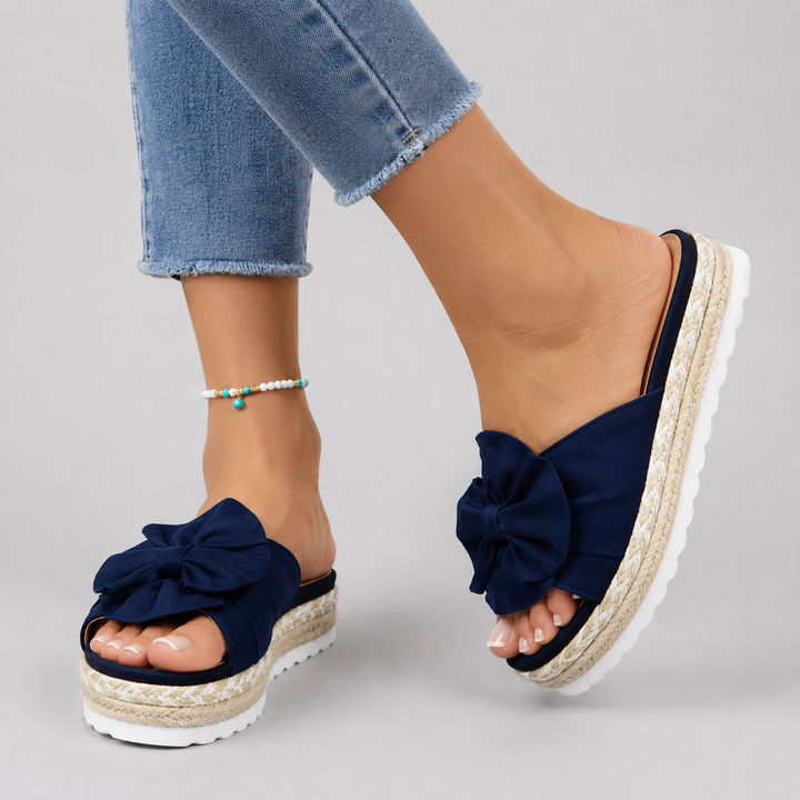 Bella | Bow Espadrille Platform Slide