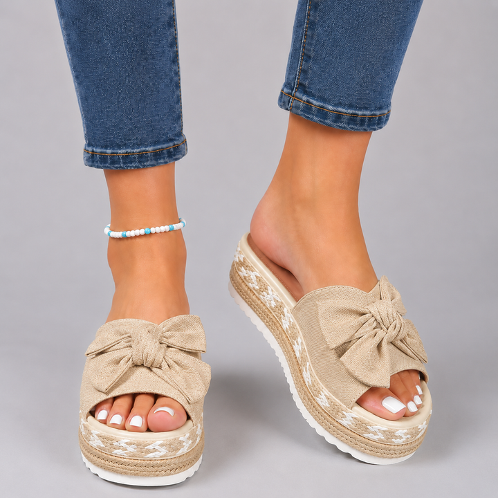 Bella | Bow Espadrille Platform Slide