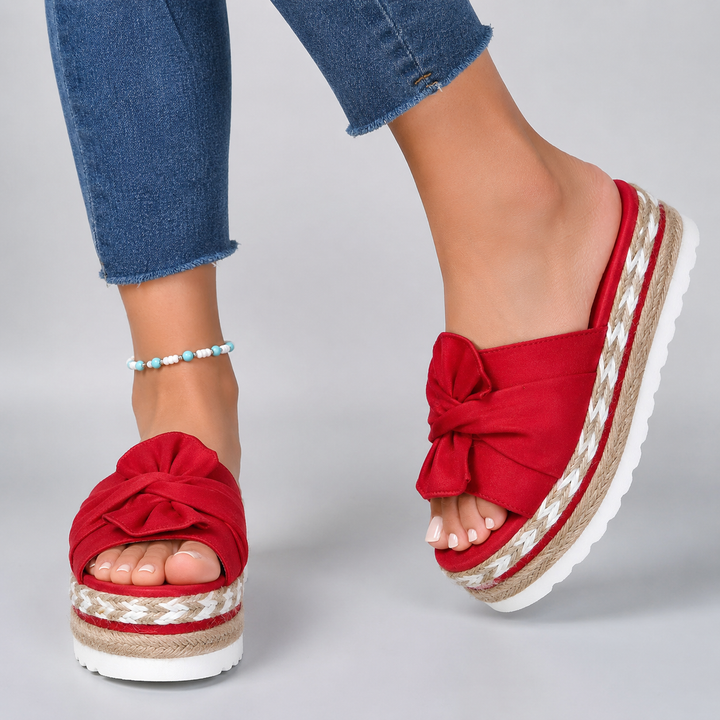 Bella | Bow Espadrille Platform Slide