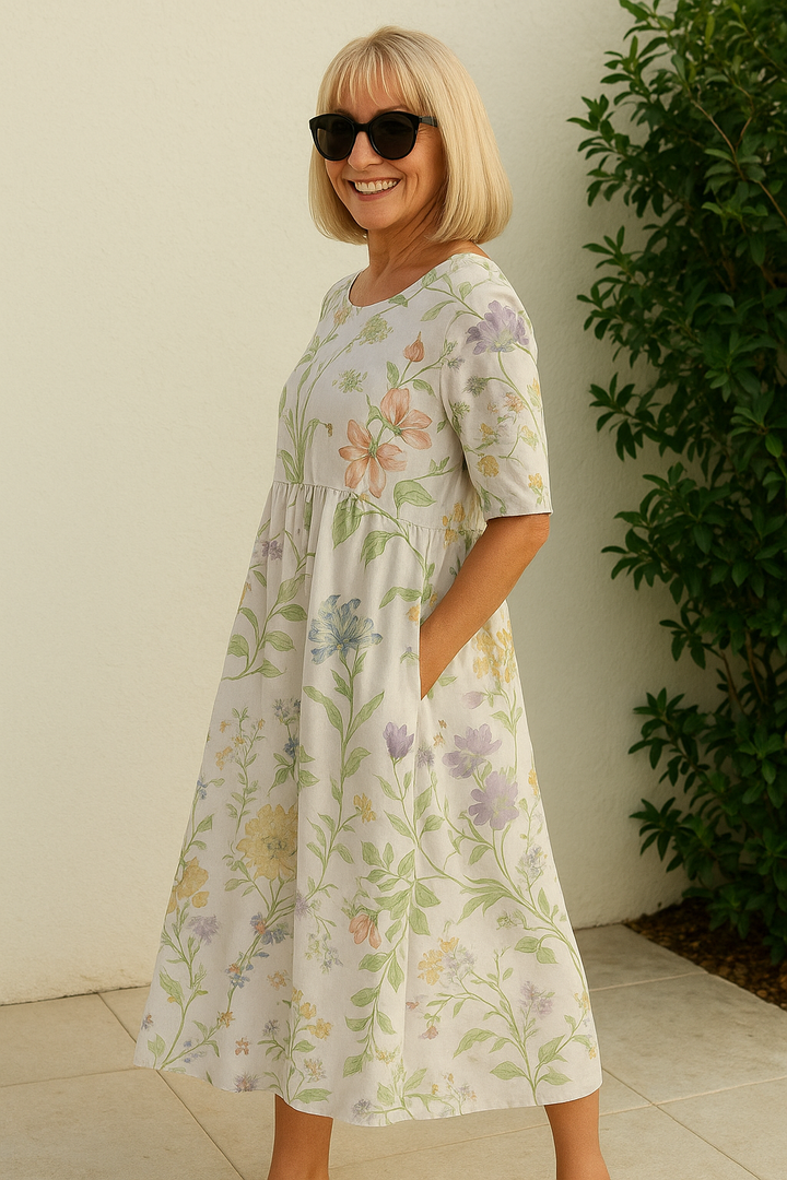 Eliza | Women's Relaxed Casual Midi Dress, Seamless Style, Daily Comfort