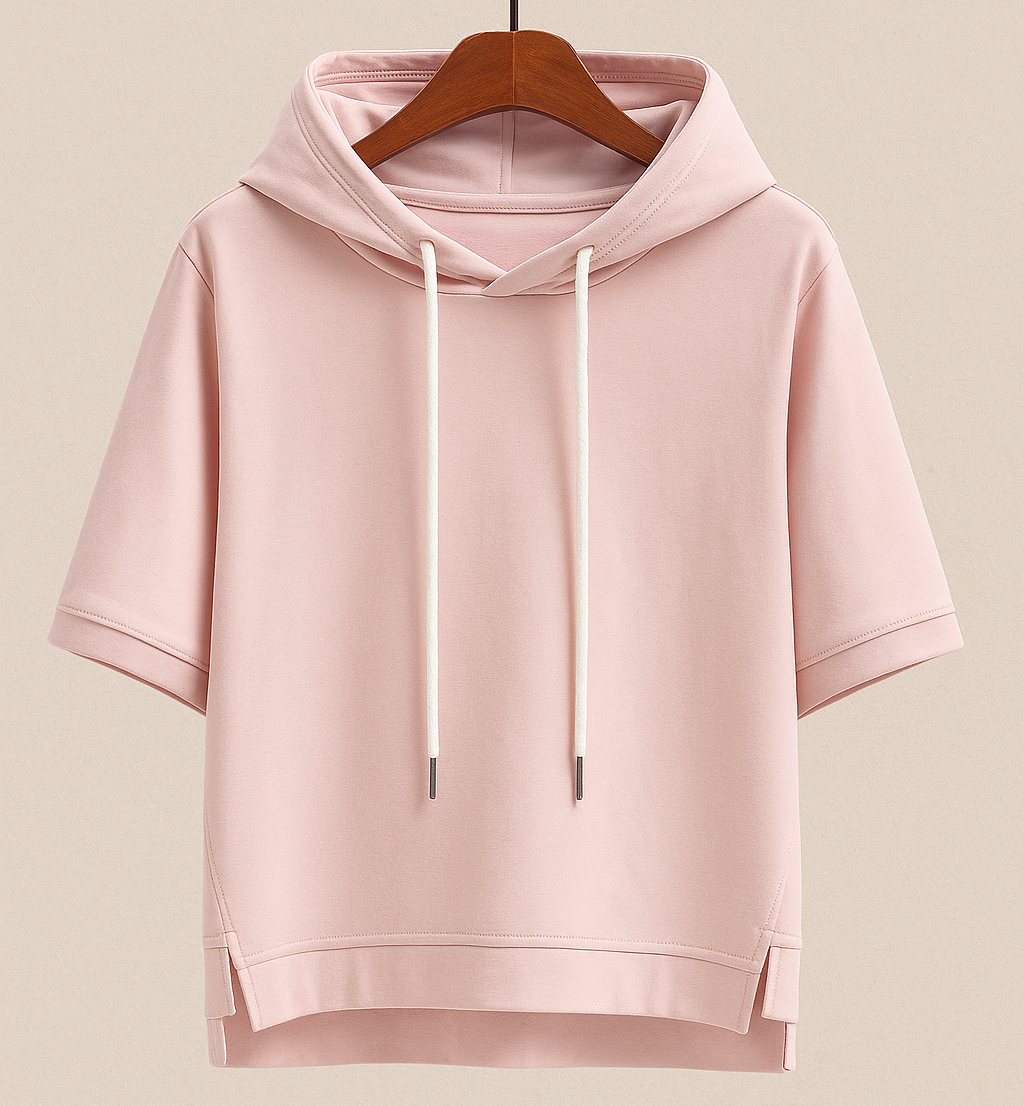 Ashley | Women's Short Sleeve Hooded Pullover with Drawstring