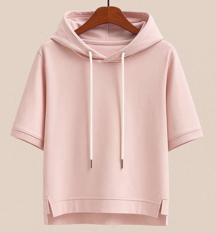 Ashley | Women's Short Sleeve Hooded Pullover with Drawstring