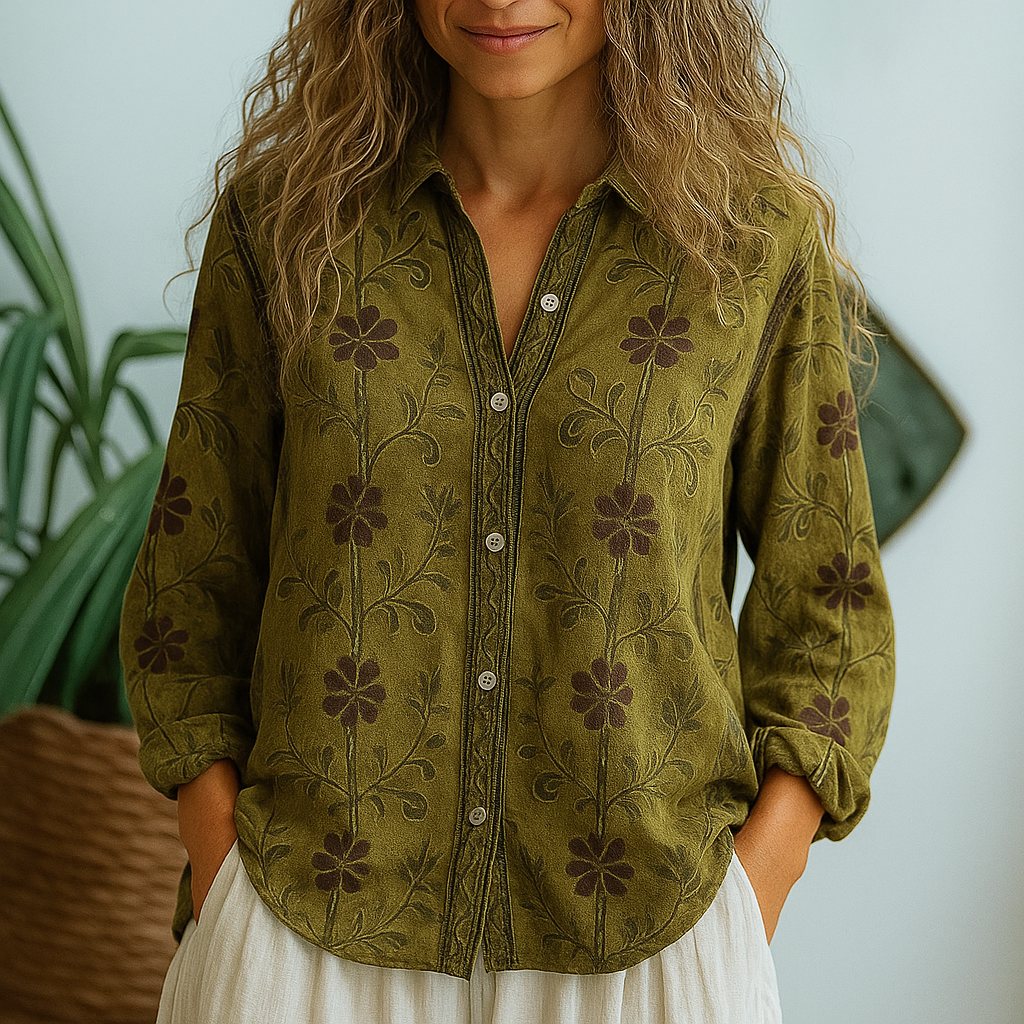 Cara | Women's Vintage Leaf Blouse