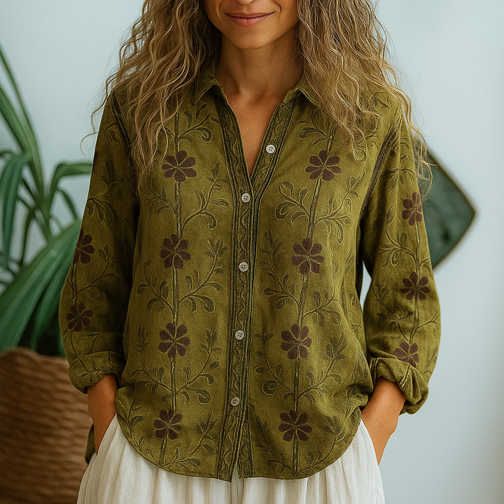 Cara | Women's Vintage Leaf Blouse