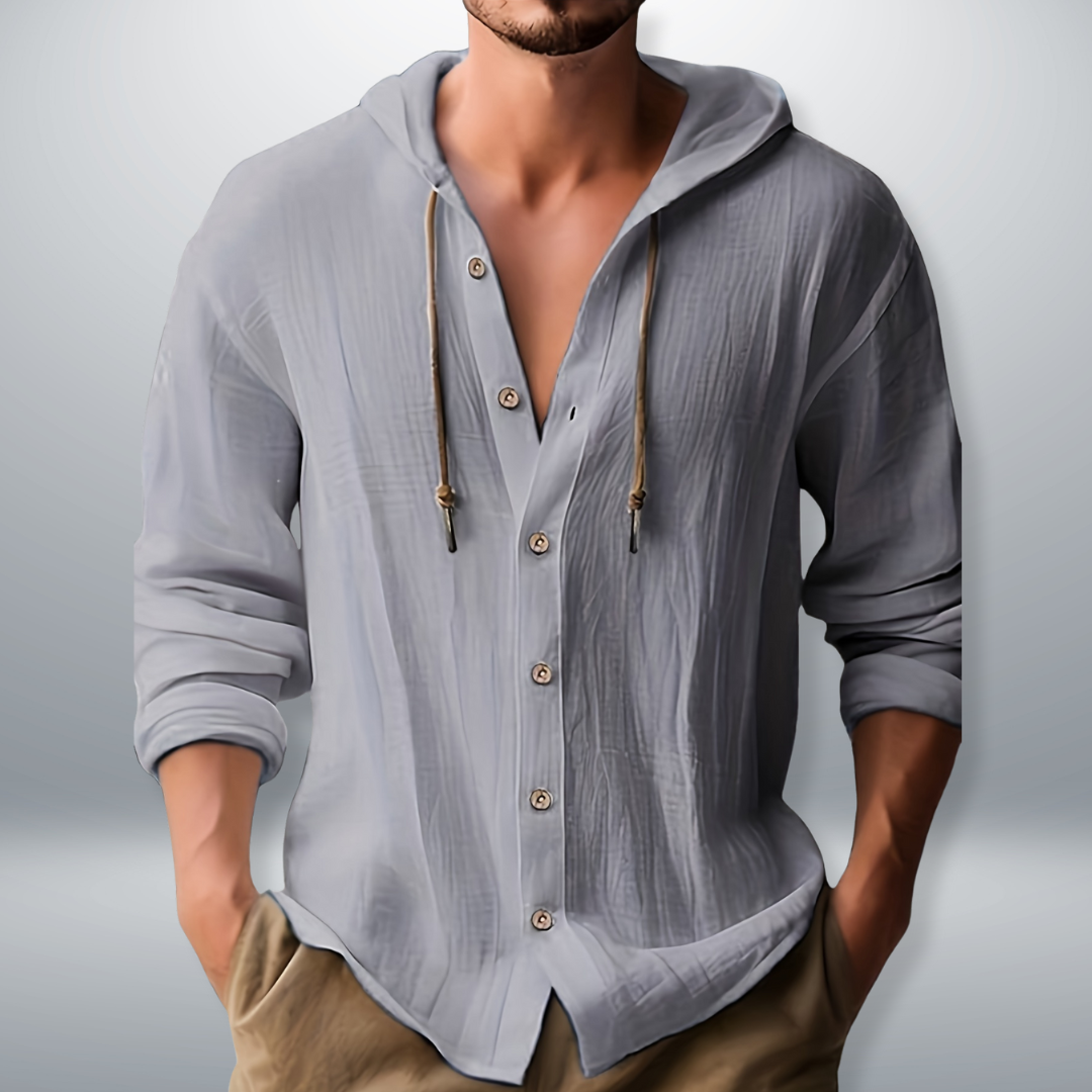 Kevin | Men's Longline Casual Hooded Shirt with Pockets and Drawstring