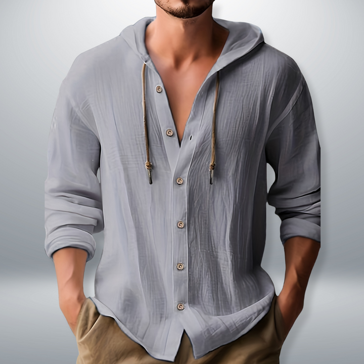 Kevin | Men's Longline Casual Hooded Shirt with Pockets and Drawstring