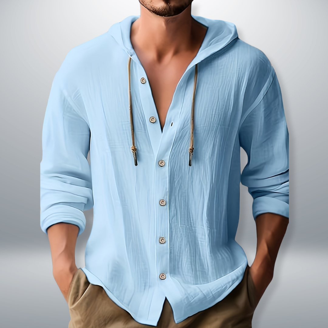 Kevin | Men's Longline Casual Hooded Shirt with Pockets and Drawstring