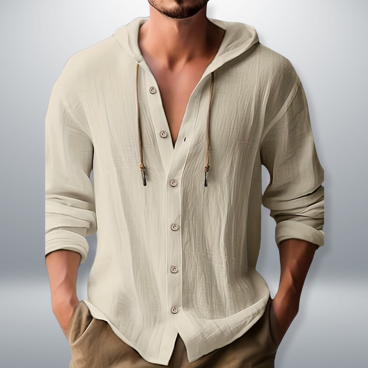 Kevin | Men's Longline Casual Hooded Shirt with Pockets and Drawstring