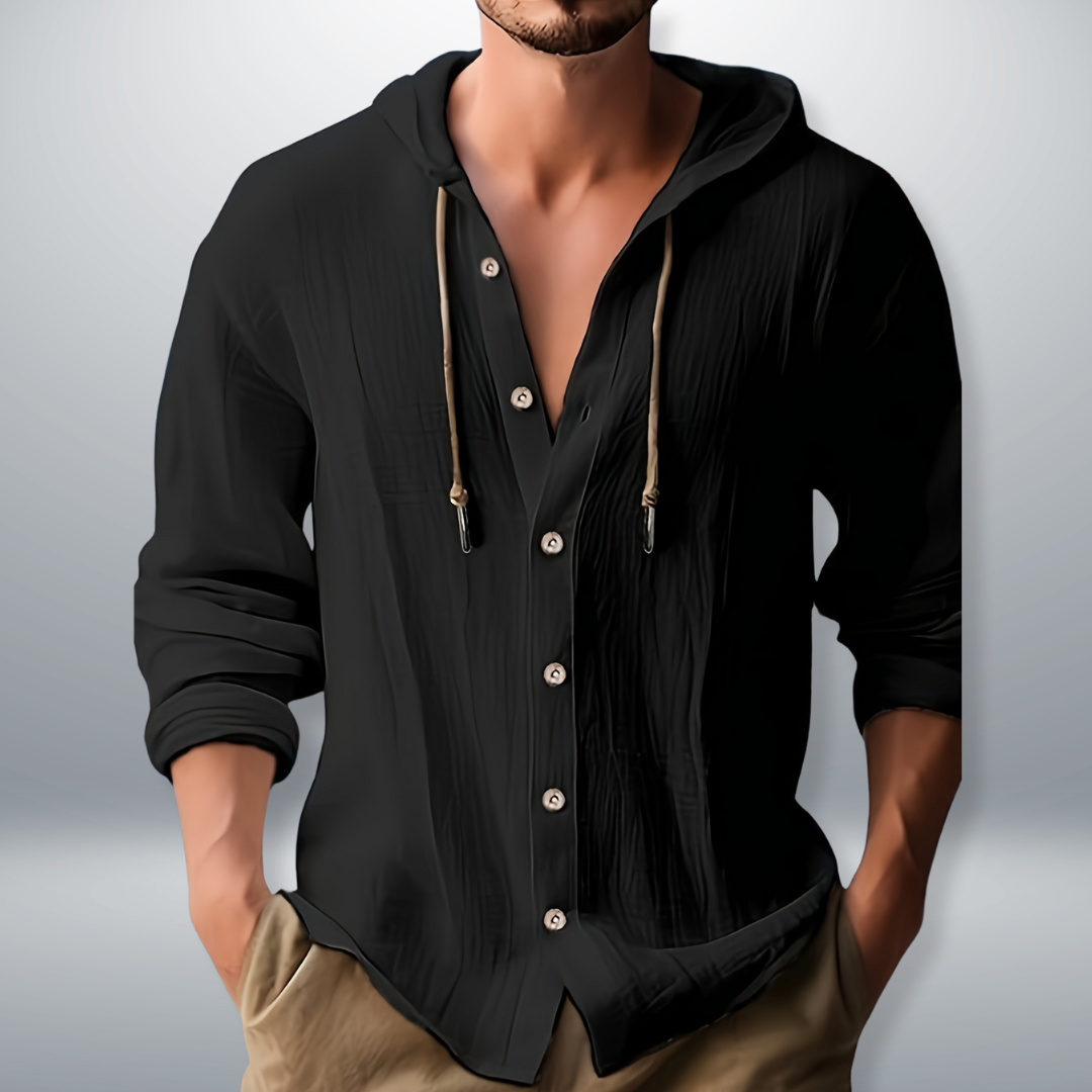 Kevin | Men's Longline Casual Hooded Shirt with Pockets and Drawstring