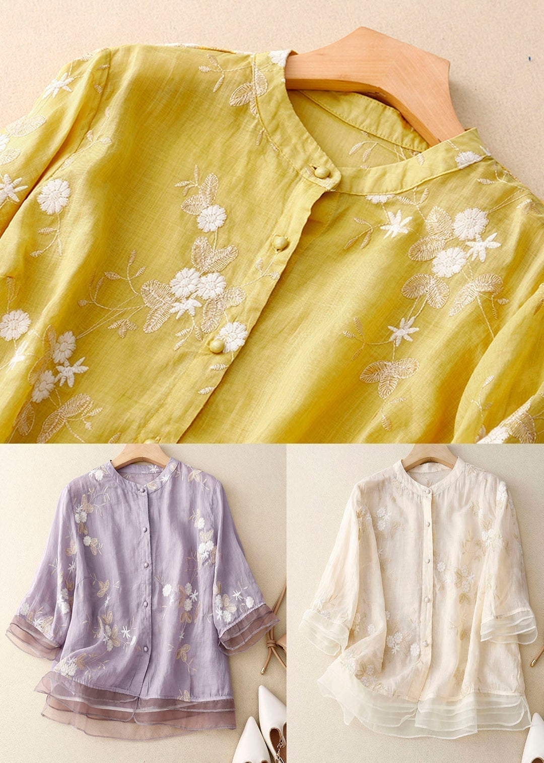 Kourtney | Women's Relaxed Chic Blouse with Embroidered Accents
