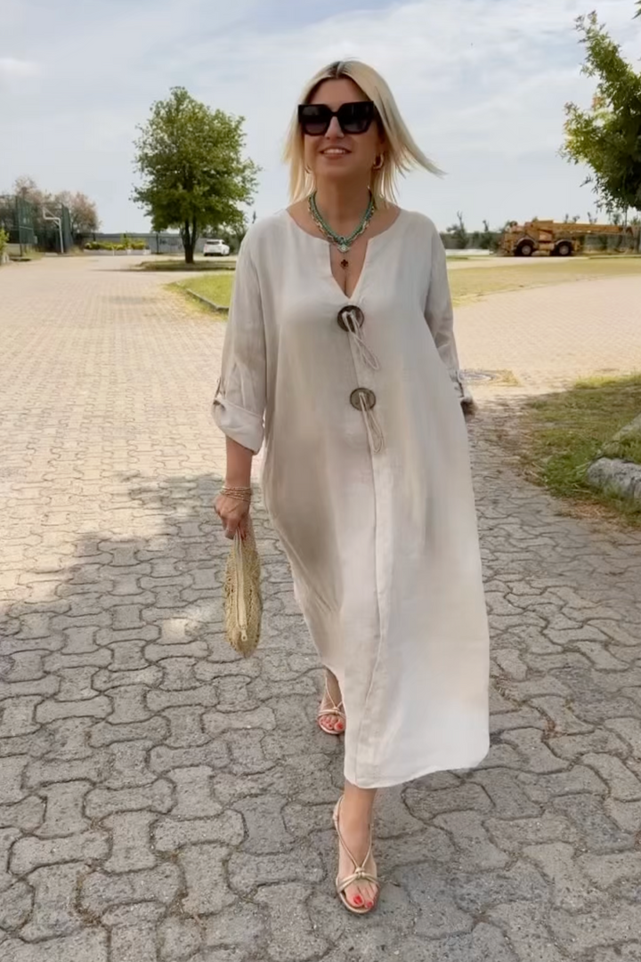 Kharen | Women's Relaxed Timeless Tunic Midi Dress